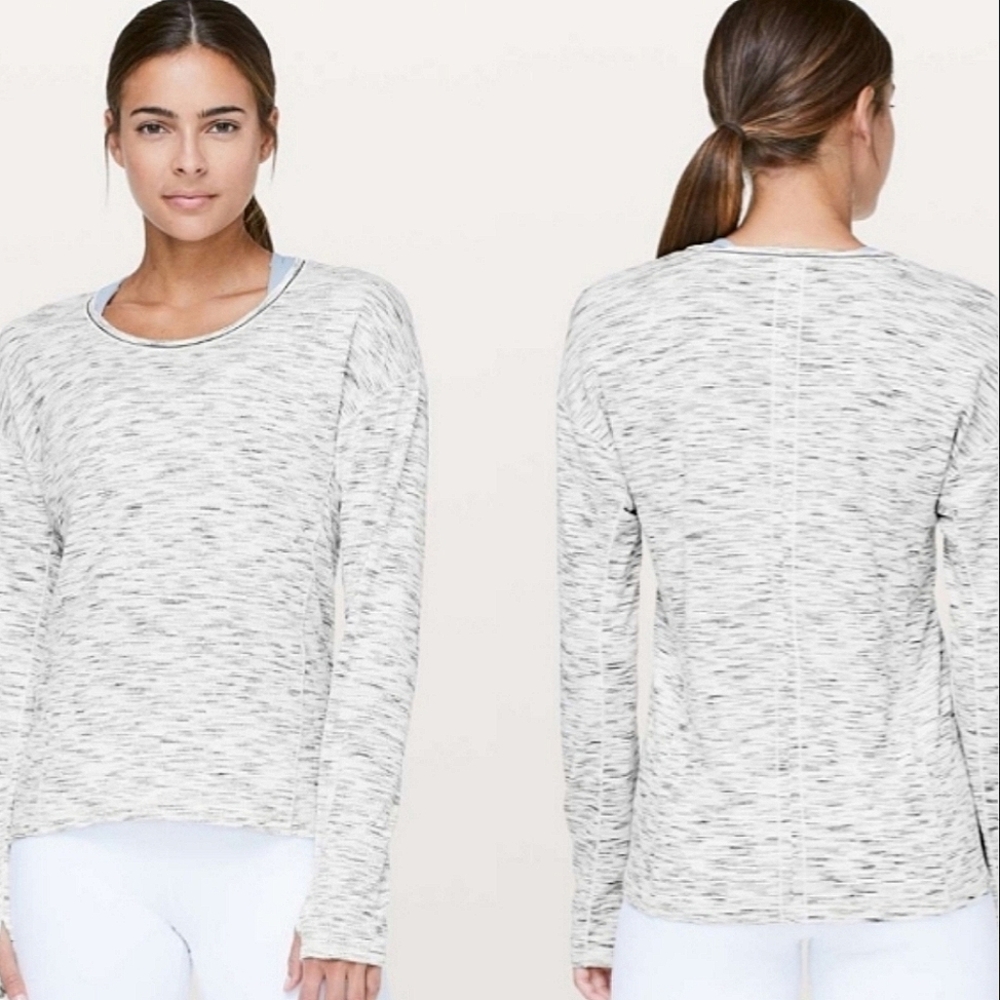 Lululemon Sweat Embrace Long SleeveTiger Space Dye Black White size 6